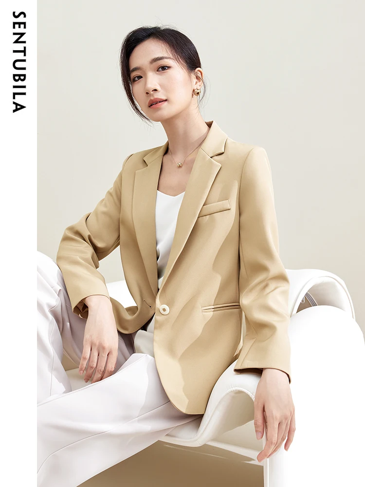 

SENTUBILA Women's Tailoring Blazer Chic and Elegant Notched Lapel Long Sleeve Suit Jacket 2024 New in Outerwears Female Clothing