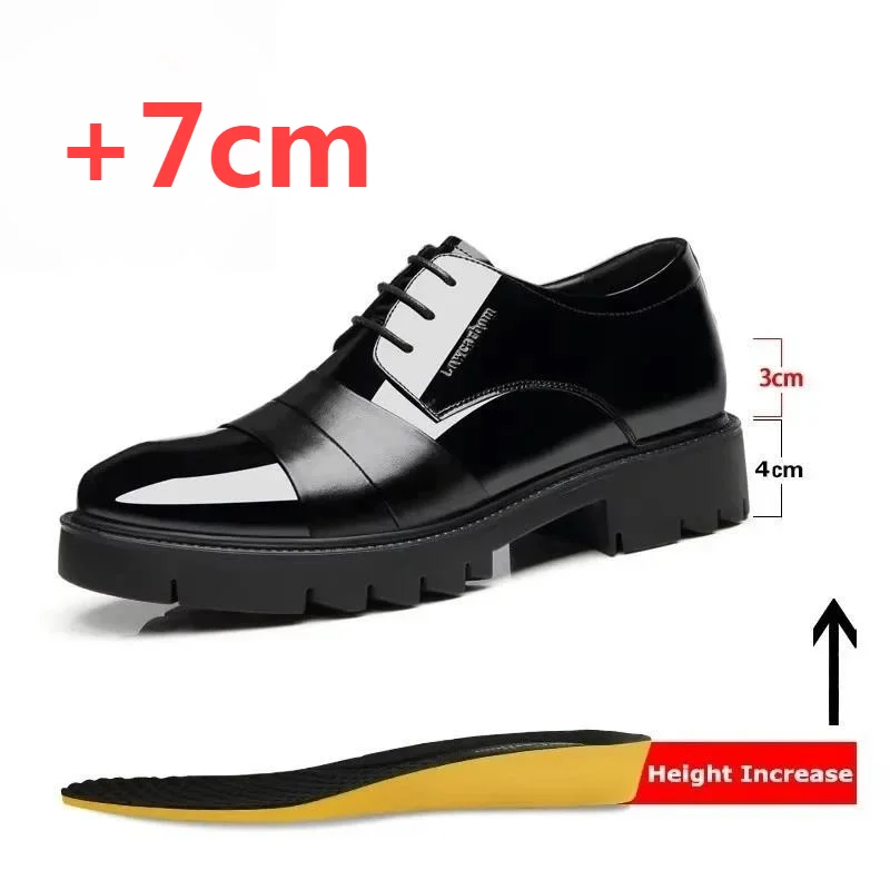 Men\'s Elevator Shoes 9CM Height Increase Shoes Lift Men Dress Leather Shoes For Man Invisible Inside Height Wedding Shoes