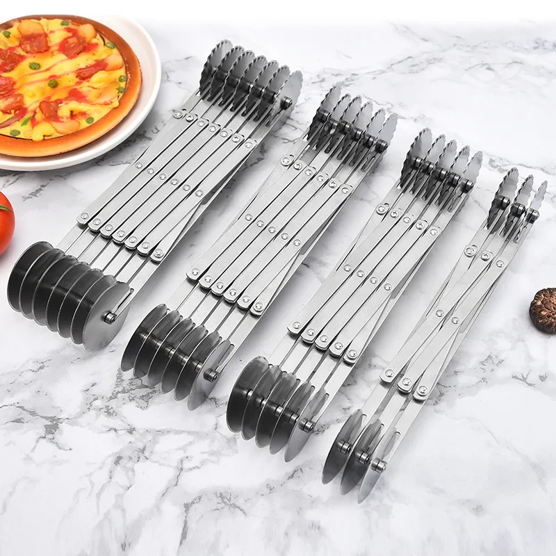 3/5/6/7 Double head Wheels Stainless Steel Dough Divider Cutter Pasta Adjustable Roller Blade Pizza Pastry Peeler Baking Tools