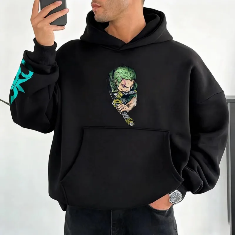 2026 ONE PIECE Anime Springr Hoodie Men's and Women's New Roronoa Zoro Printed Street Hip Hop Trendy Casual Parent Child Top