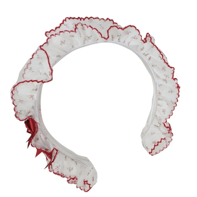 Elegantes Spitzen-Haarband mit Rüschen und Schleife für Dienstmädchen-Rollenspiel-Events und Y166