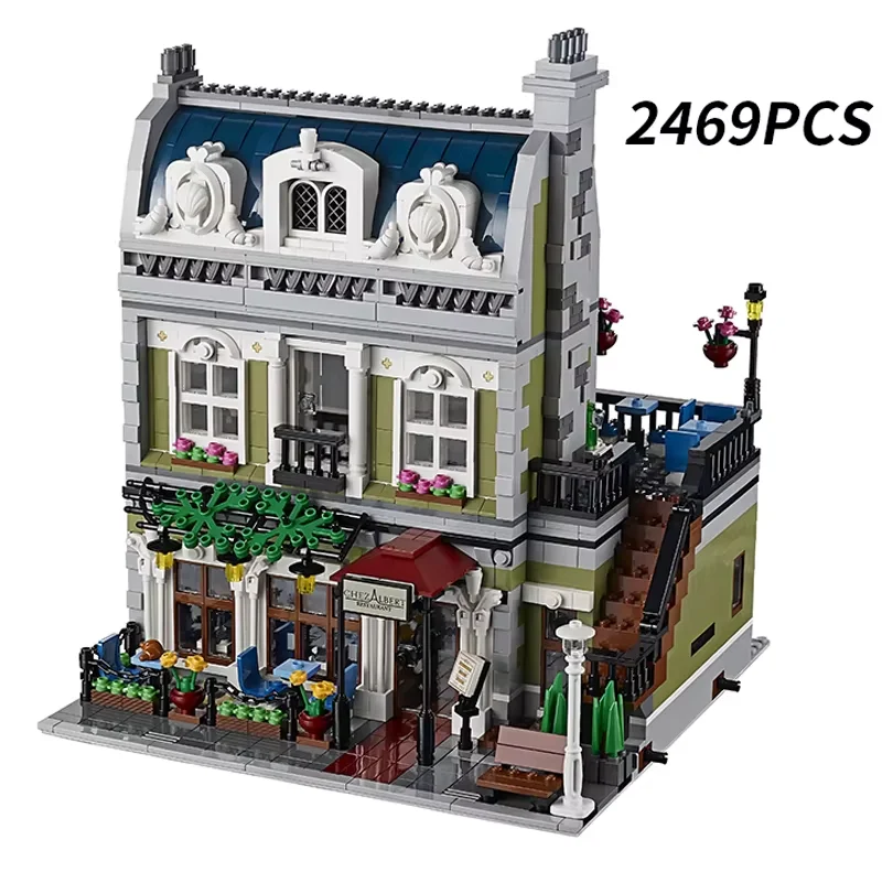 

2469pcs Parisian Restaurant Street View Model Set House Building Blocks Architecture Bricks Toys Birthday Gift 10243
