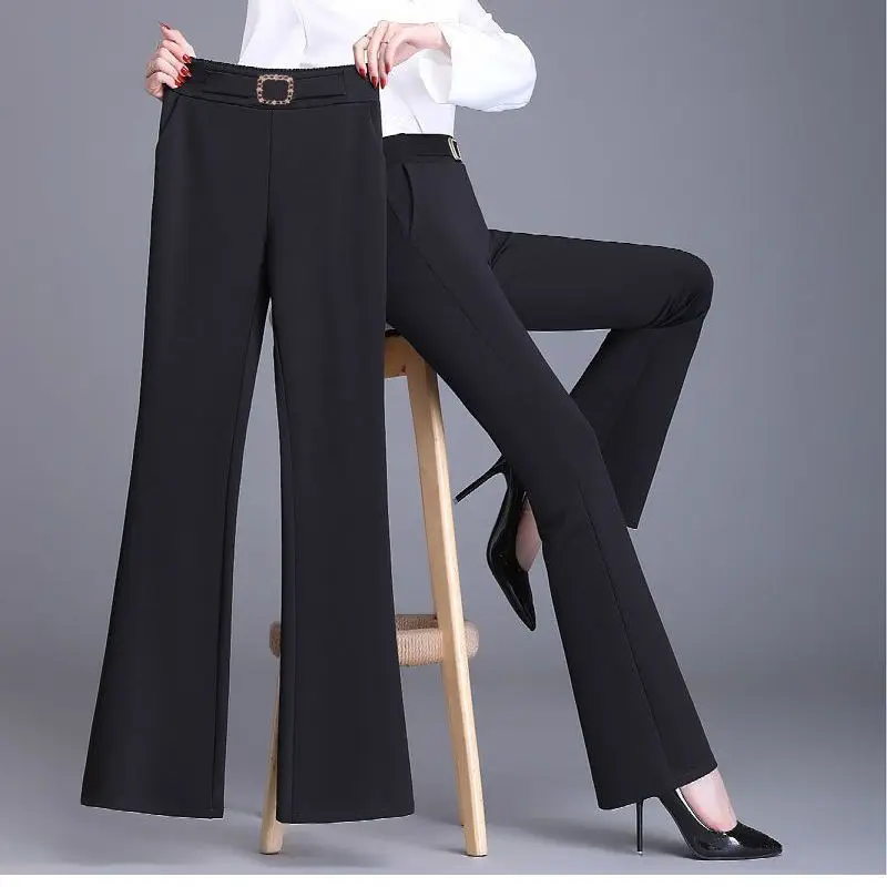 

Fashion Wide Leg Elastic High Waist Casual Women Suits Trousers Office Lady All-match Flare Pants Spring Autumn Streetwear A13