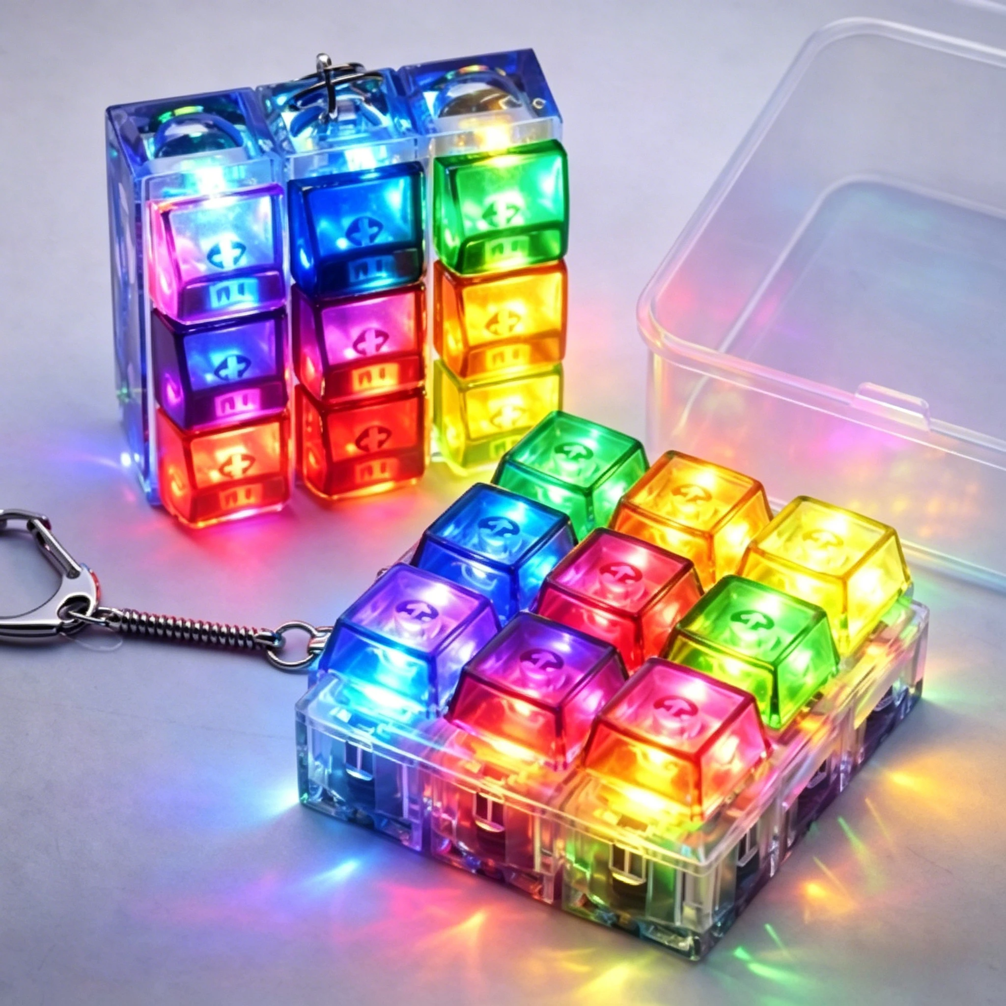 

Tactile Button Clicker: Mechanical Switch Keychain with LED, Silent Office Stress Toy, Aesthetic Desktop EDC Ornament, New