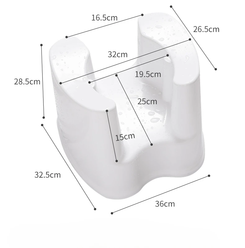 White Anti-slip Plastic Shower Stool, Household Pregnant Women Sitz Bath Stool, Elderly Showering Stool  Toilet Stool