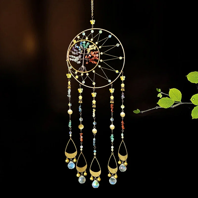 Suncatcher Crystal Stone Wind Chimes For Hanging Outdoor Indoor Bedroom Wall Pendants Christmas Gifts Home Garden Decor