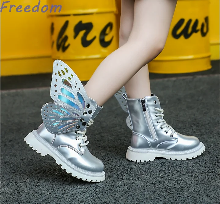 Super cute for children Halloween black boots colorful transparent butterfly wings versatile