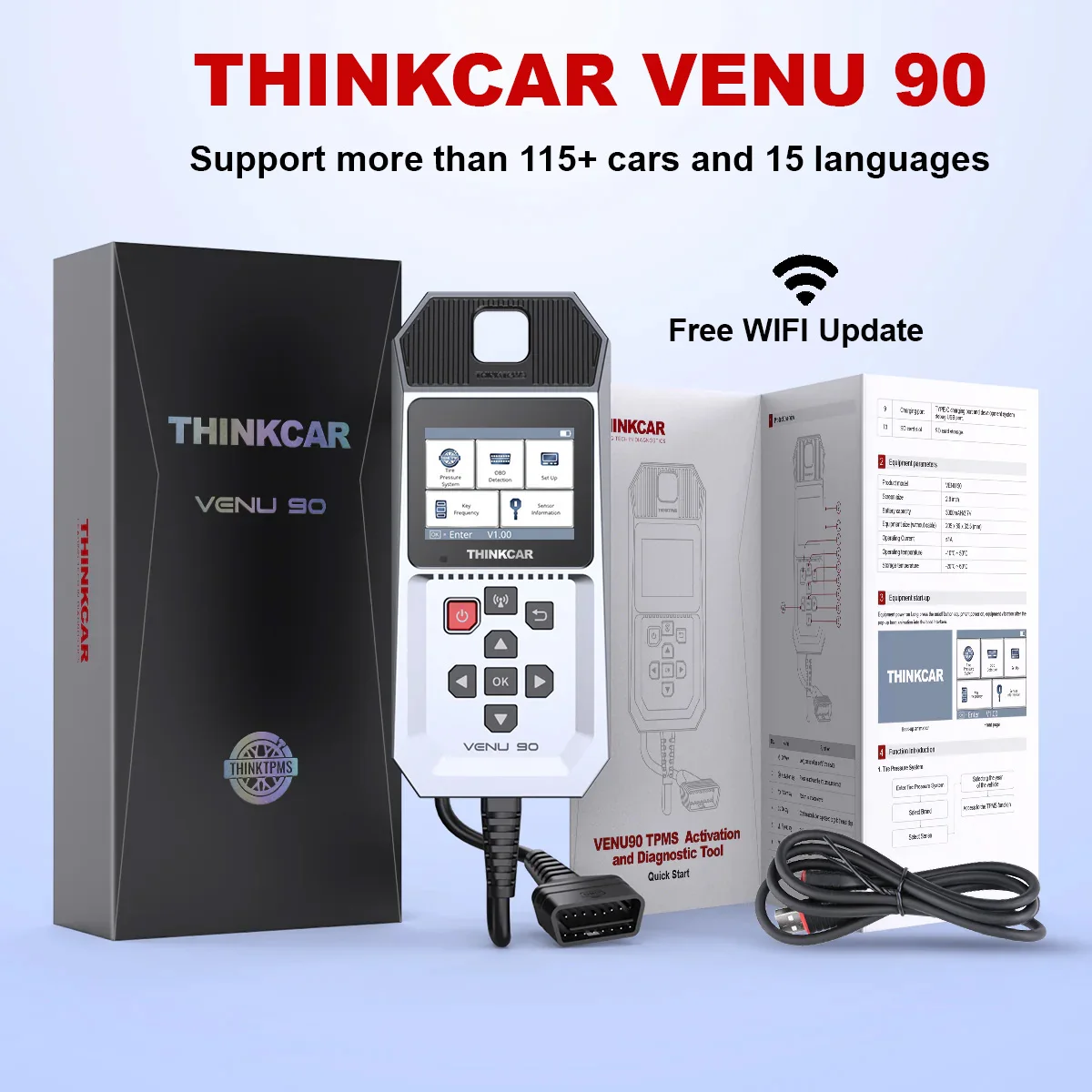 Newest ThinkCar VENU 90 TPMS Activation Tool OBD2 Car Diagnostic Fault Code Programmer Tire Pressure Sensor Service Tool