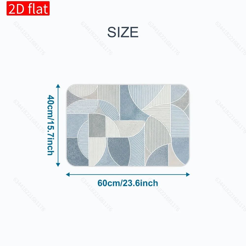 Modern Abstract Design 2D Print Bath Mat Rug Polyester Runner for Bathroom Vanity Entryway Home Decor Machine Washable