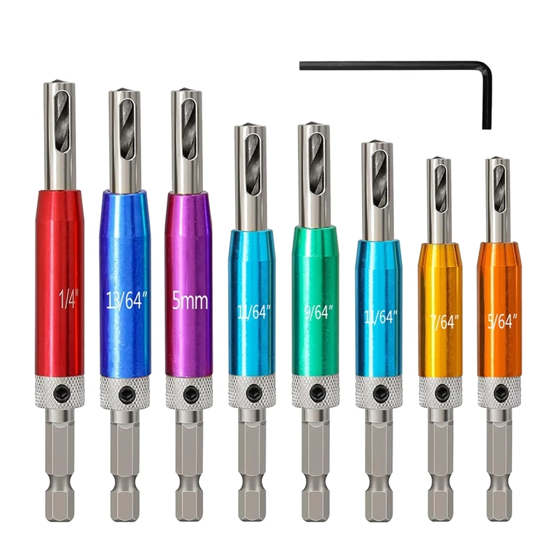 9 Piece Hinge Drill Bit Self Centring Self Centering Drill Bits Quick Release Drill Bit Guide Set