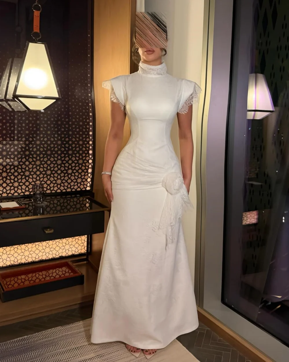 

Customized Modern Style Women Jersey Lace Ruched Mermaid Evening Dresses High Quality Fashion Sleeveless Floor Lenght Party Gown