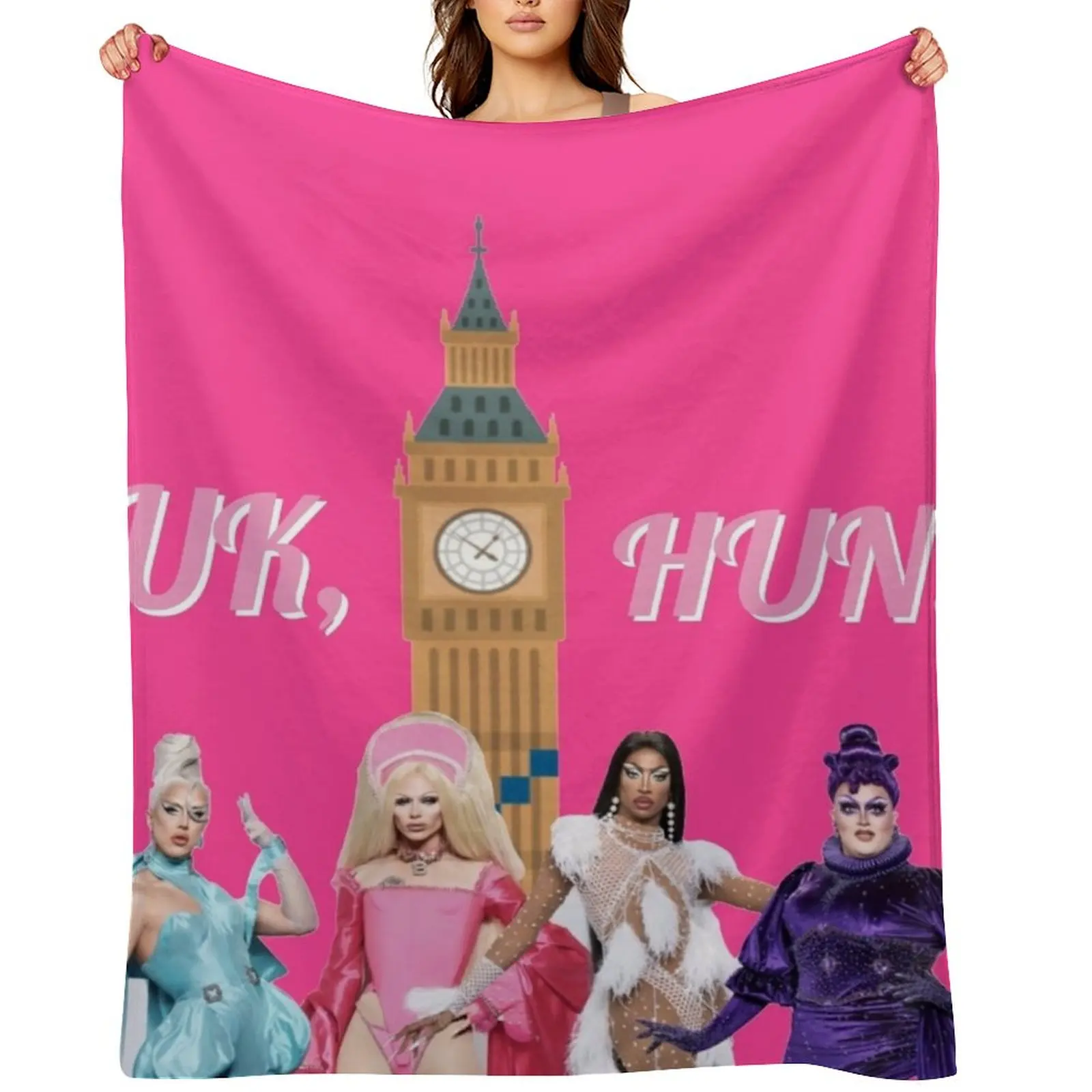 

Uk, Hun RuPauls Drag Race UK United Kingdolls Throw Blanket Plaid Sofa Quilt Hairys for winter Blankets