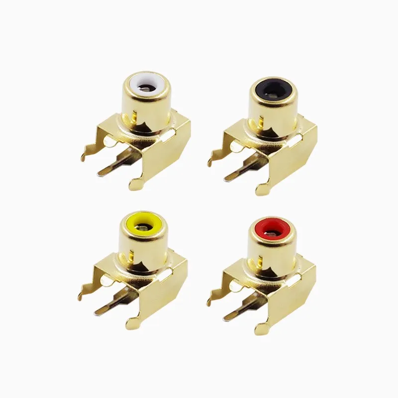 10Pcs AV-8.4-3B Vergulde Rca Socket Met Core Socket 4-Pin Single-Gat Pcb Lassen Type Audio video Socket Lotusbloemzetel