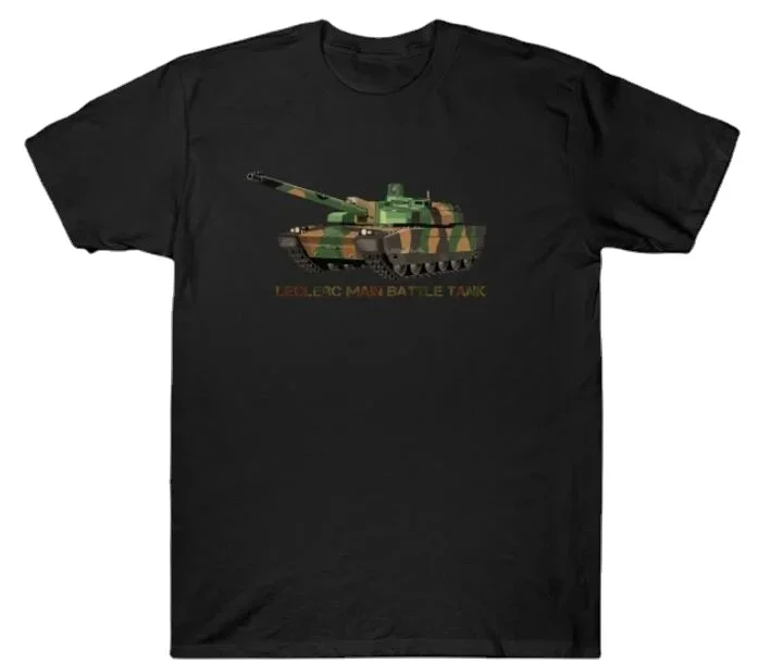 تي شيرت Leclerc Tank للجيش الفرنسي هدية للرجال تي شيرت قصير كاجوال مصنوع من القطن بنسبة 100%