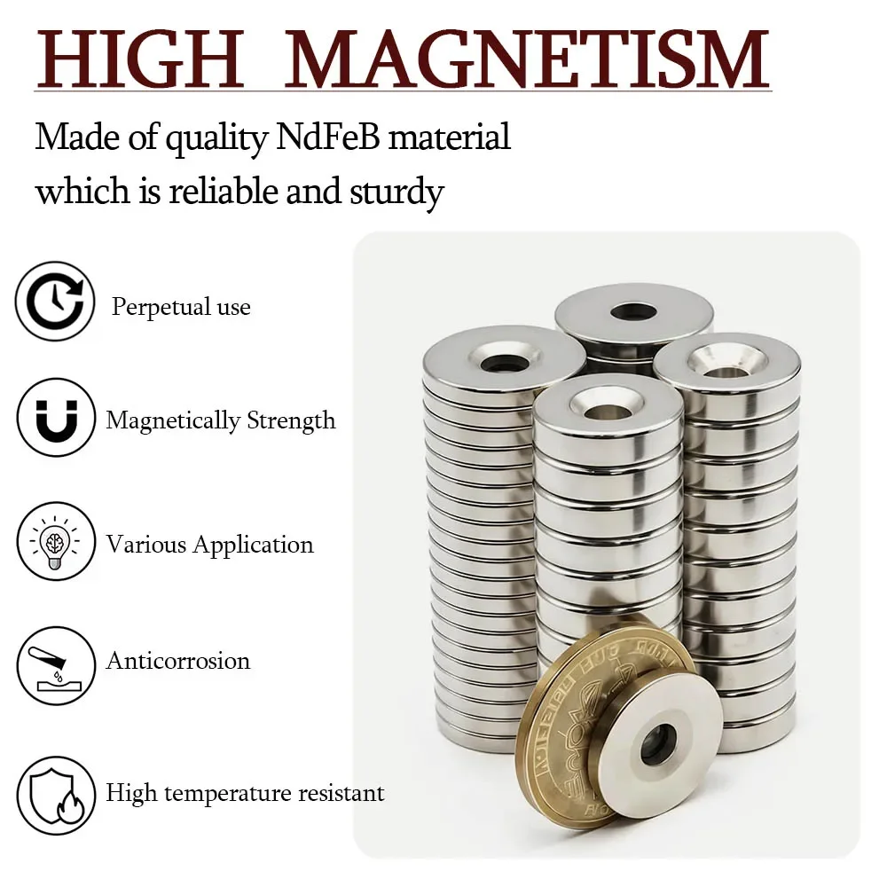 Super Strong Round Neodymium Magnet Powerful with holes Magnets N35 Permanent Magnetic NdfeB Refrigerator Magnet 20x3-5 25x3-5mm
