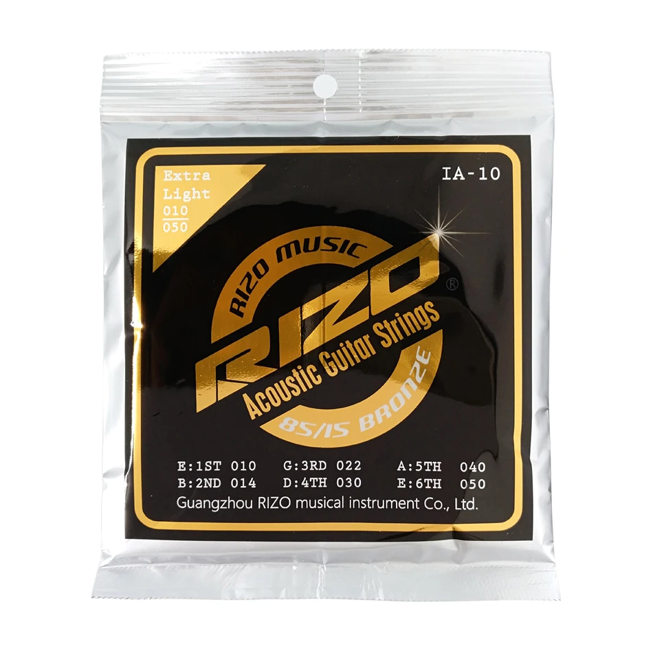 RIZO Professional Acoustic Guitar Strings A Set 1st-6th Guitarra Strings 85/15 Bronze Korea-Made Hexangular Steel Core