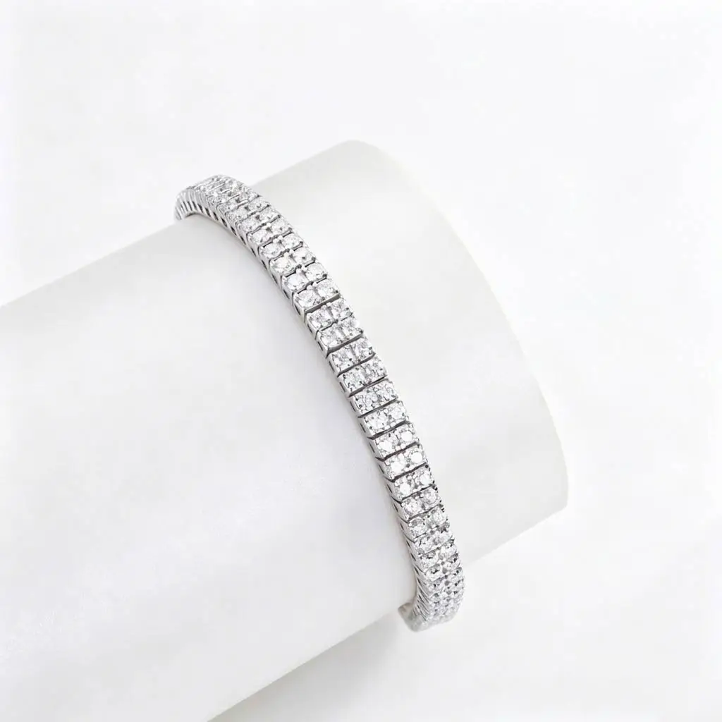 Exquisite Double Row Moissanite Tennis Bracelet S925 Silver Luxury FashionJewelry for Women Daily Party Wedding Anniversary Gift