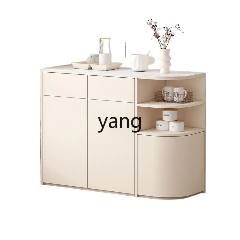 LHH  arc cream wind rock slab dining side cabinet integrated against the wall living room tea cabinet kitchen storage