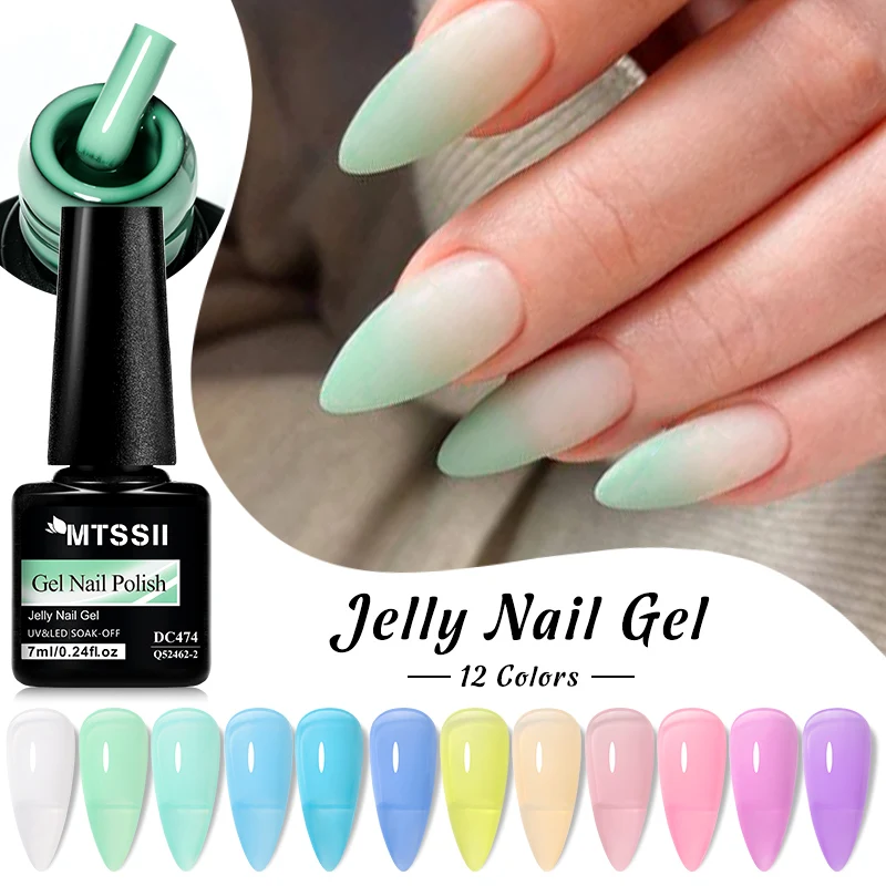 

MTSSII 7ml Jelly Gel Nail Polish Fashionable Color Gel Summer Nude Green Gel Semi Permanant Soak Off Nail Art Manicure Varnish