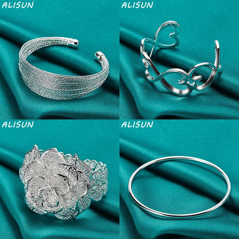 

ALISUN 925 Sterling Silver Bangle Geometric Bracelet For Women Creativity Gifts Street All-match Party And Daily Wear
