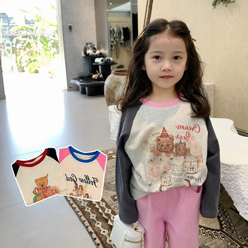 

2022 New Children's Clothing Girls Long-sleeved T-shirt Children's Korean Version Cute Bottoming Shirt Cartoon Inner Top