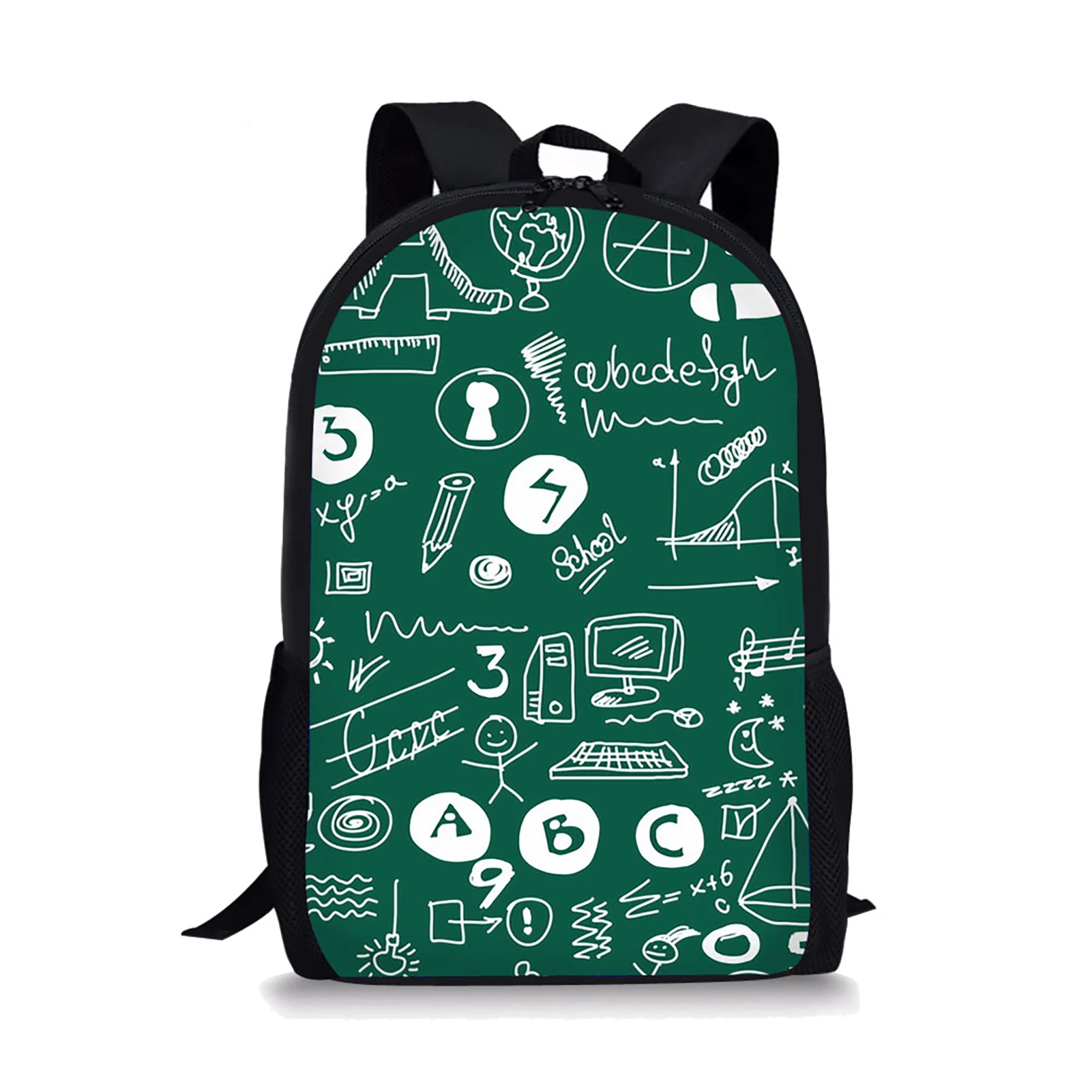 Mochila de grande capacidade com padrão de matemática para crianças, mochilas escolares para adolescentes, bolsa para meninos e meninas, bolsa de viagem para crianças