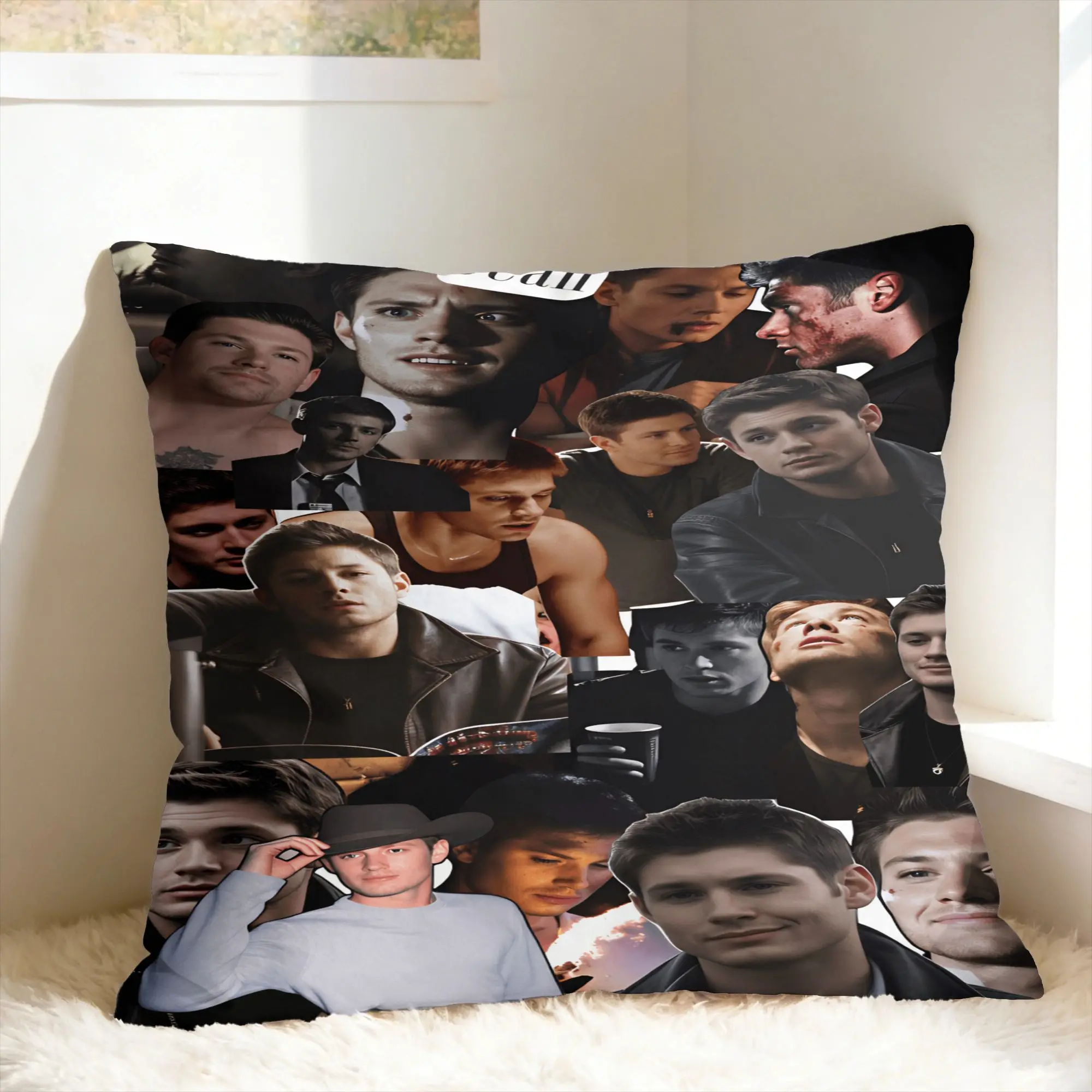 Sam Winchester Supernatural Collage Printed Pillow Cover  Comfy Cushion Cover Vintage Pillow Case For Chair Sofa Home Decor