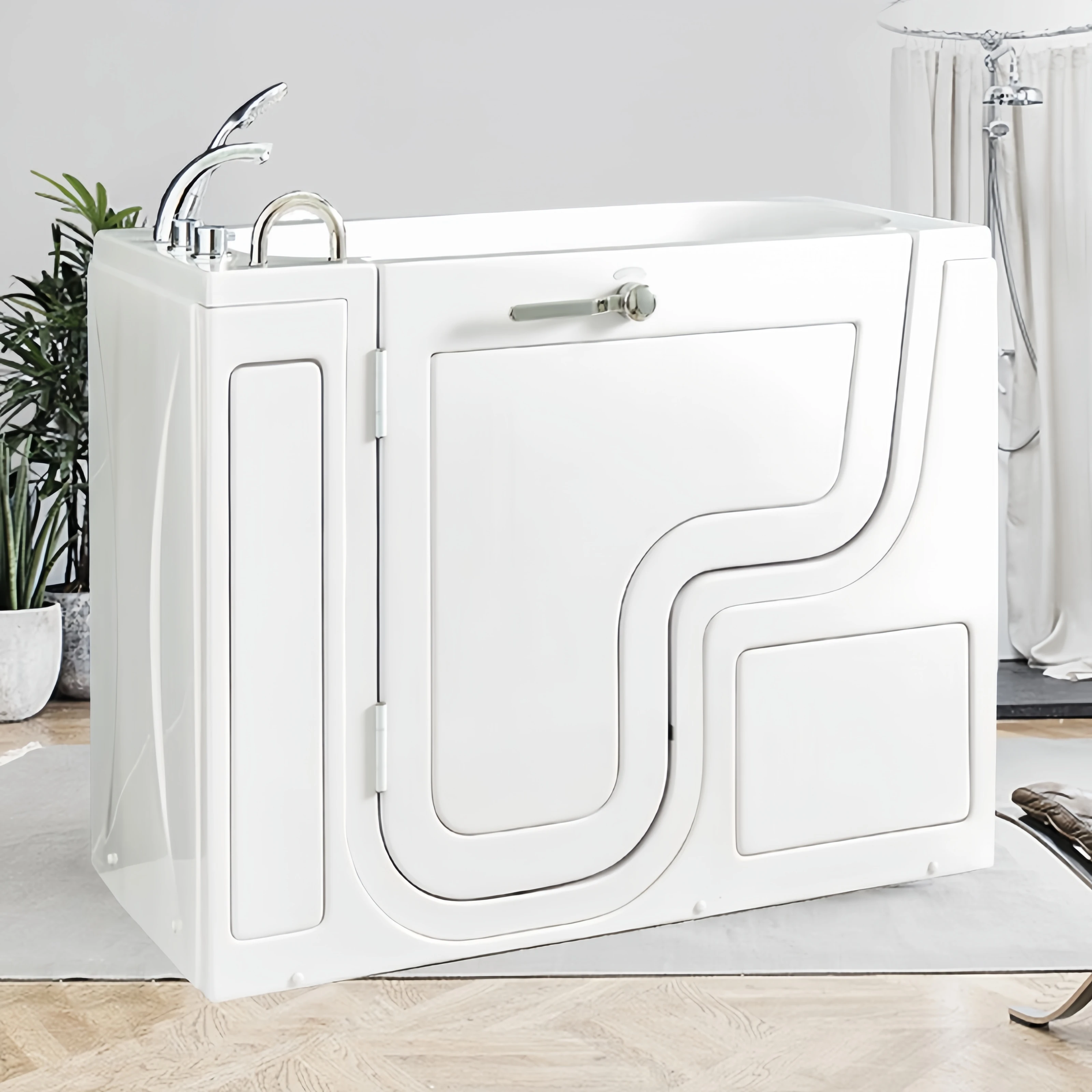 Old People Walk-In Bathtub Whirlpool & Hydromassage Freestanding Acrylic Indoor Villa Bathtub With 6 Jets Armrest