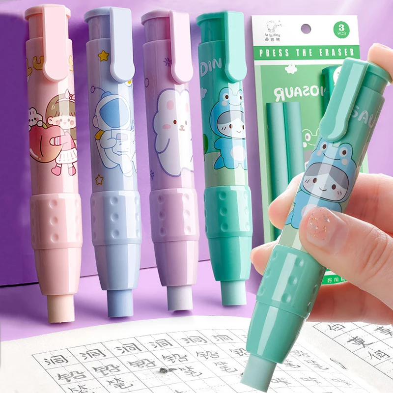 

Kawaii Press Eraser Pencil Rubber Soft Refill Core for Kids Art Sketch Writing Pen Type Retractable Eraser Correction Stationery