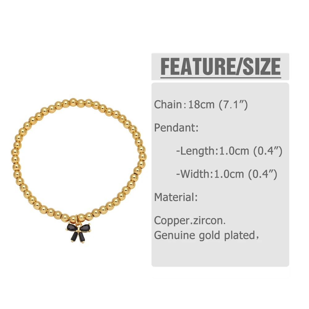 FLOLA Simple Beaded Chain Bowknot Bracelets for Women Elastic Bracelets Gold Plated Jewelry Gifts brtd81
