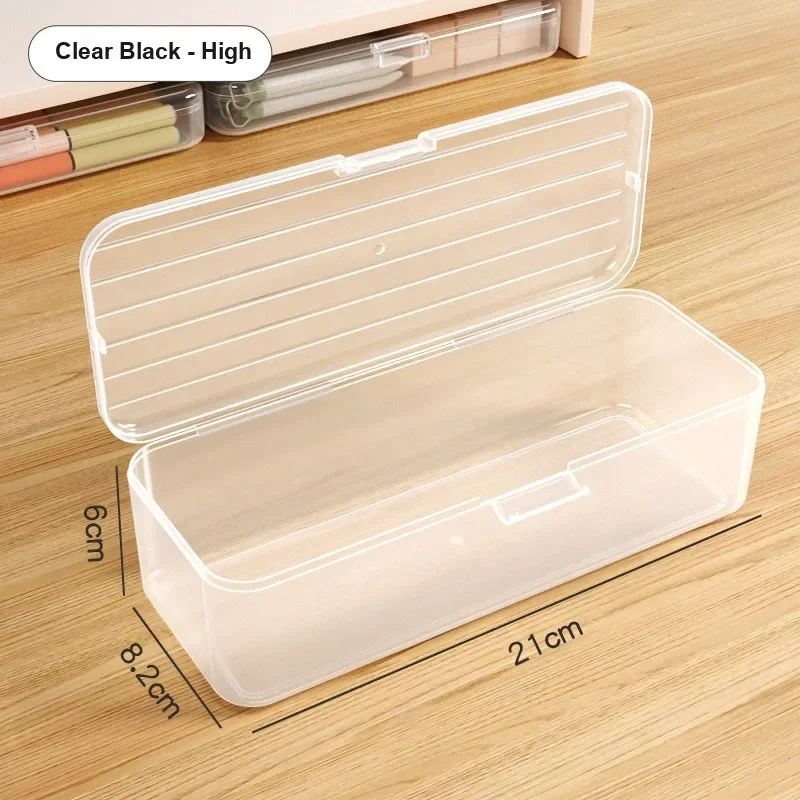 Transparent Plastic Pencil Storage Box, Stackable Large Capacity Marker Pen Case, Stationery Organizer for Art Supplies