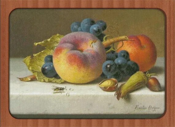 

Набор для вышивания крестиком 14CT: Натюрморт с персиками, виноградом и сливами. Высококачественный набор для рукоделия, декор для дома.