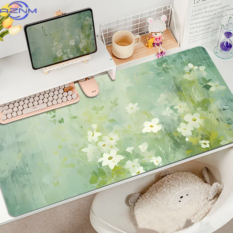 Creative watercolor mouse pad oversized oil painting green fresh eye protection girls laptop table mat