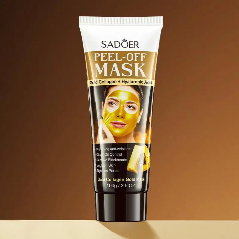 

100g SADOER Dead Sea Mud Blackhead Removal Cleansing Rip-Off Mask Gold Collagen Whitening Nourishing Mask Aloe Vera Hydrating