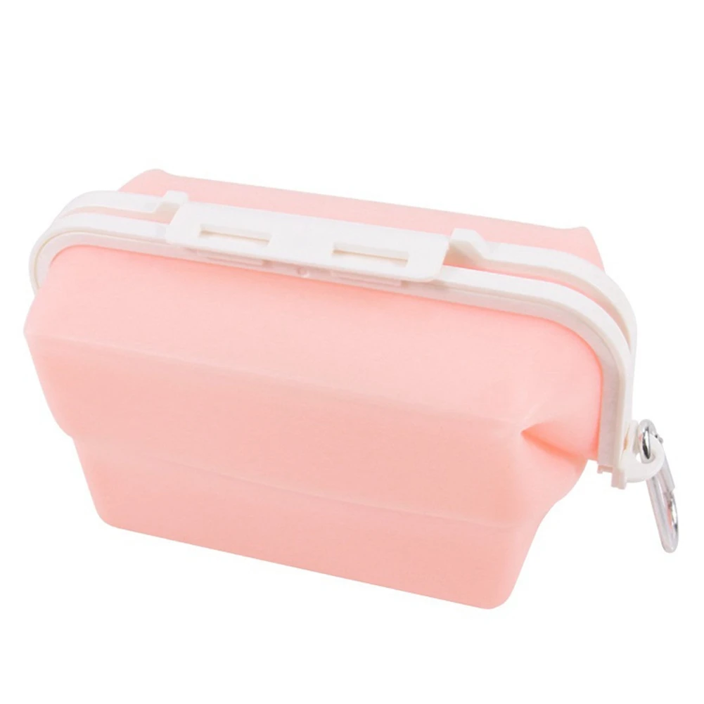 Silicone Food Bag Reusable Snack Bags Fresh-Keeping Bag Sealed Bag Leak-Proof Storage Zipper Closure Bag Pink