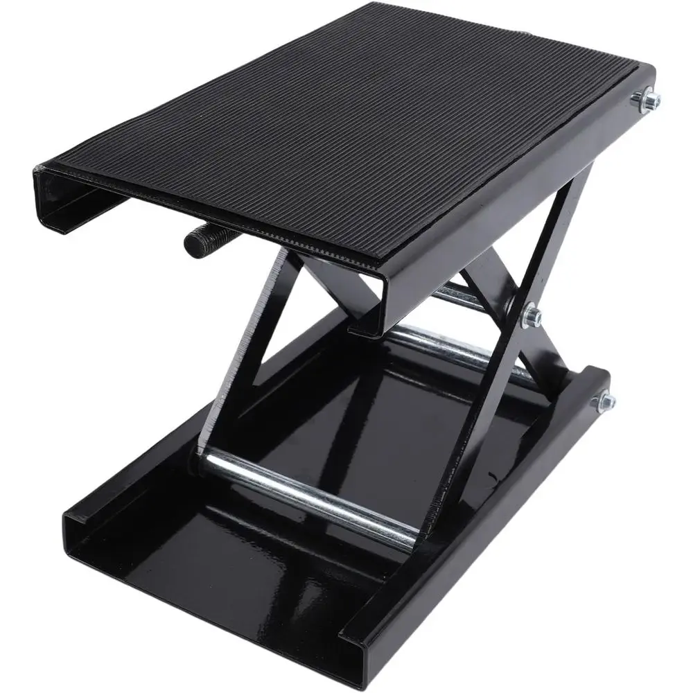 

Стальной ножничный домкрат для мотоцикла с широкой палубой, грузоподъемностью 1100 фунтов, центральная подставка для мотоциклов, квадроциклов и велосипедов, резиновая подставка