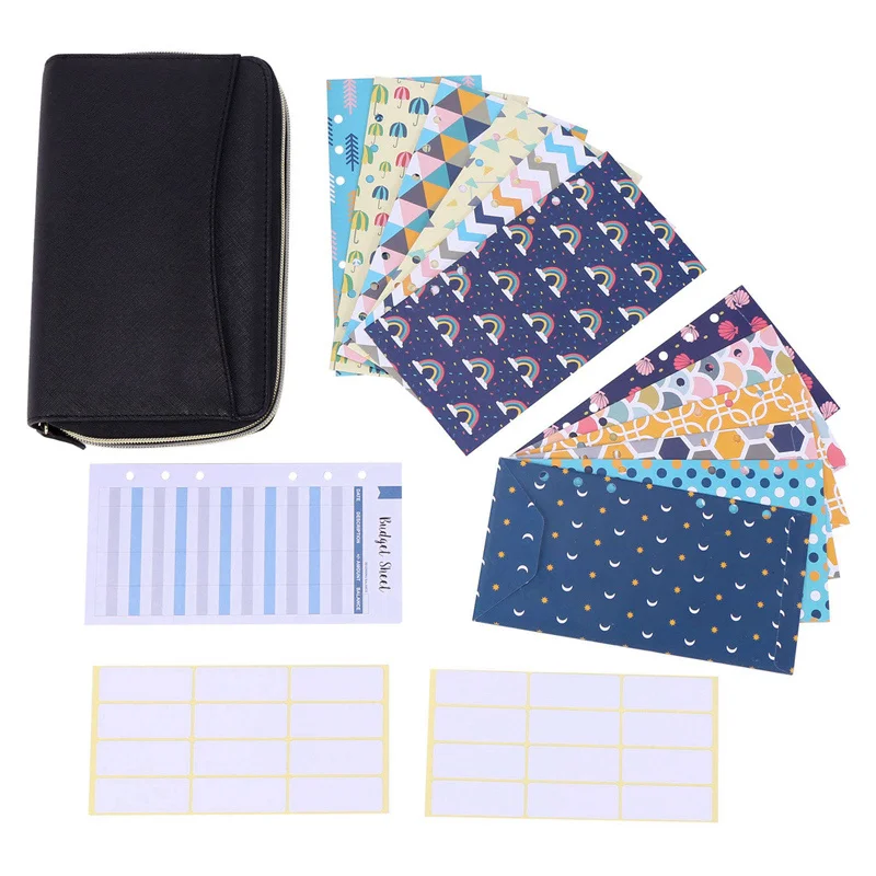 AU67-All-In-One Cash Envelopes Wallet System With 12 Budget Envelopes And 12 Budget Sheets For Financial Planner