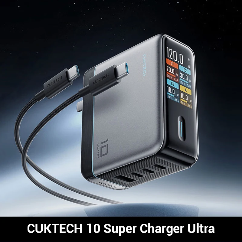 CUKTECH 10 GaN شاحن فائق الترا 120 واط 100 واط ماكس 4 منافذ USB-C شاحن لشاومي سامسونج آيفون ماك بوك المحمول