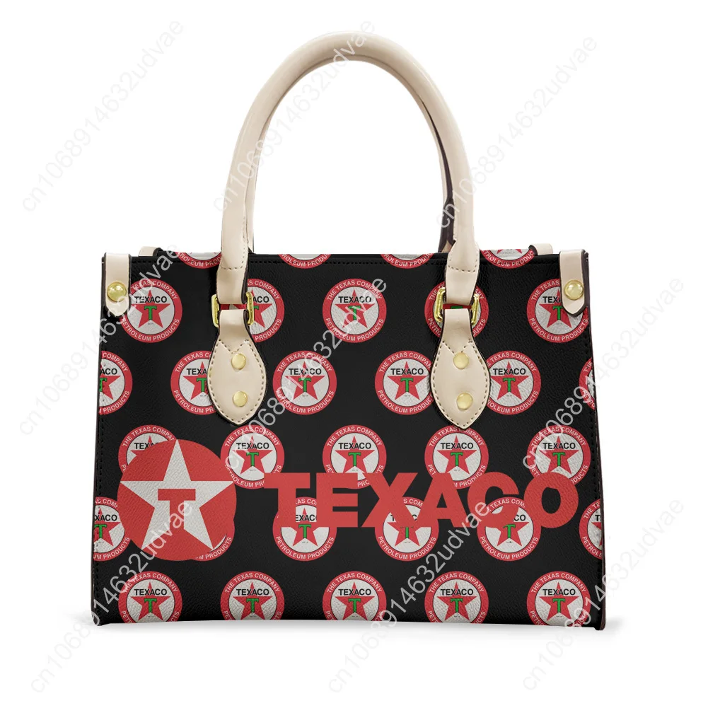Texaco Tote Bag Purse Womens Mens High Quality Personalized Text Image PU Leather Handbag Commuter Shopping Gift Bags