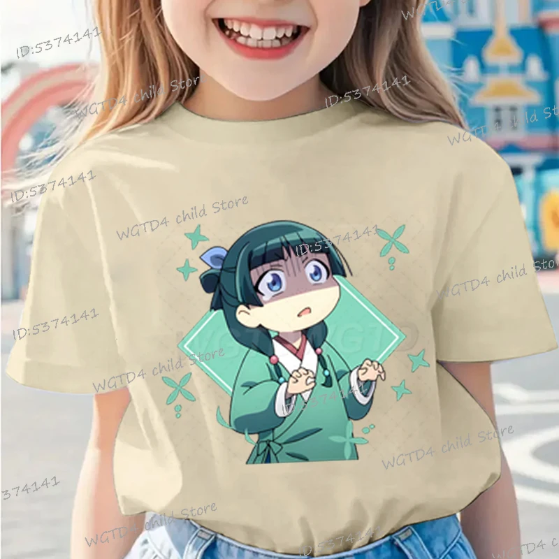 يوميات الصيدلي الكرتون تي شيرت لفتاة صبي Maomao طباعة طفل فتاة الملابس أنيمي المشجعين الهدايا لينة القطن الفتيات تي شيرت #1
