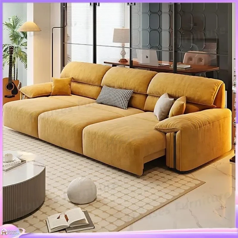 Modern Sofa Bed Luxury Remote Control Fabric Cloud Couch Convertible Sleeper for Living Room Home Furniture Space