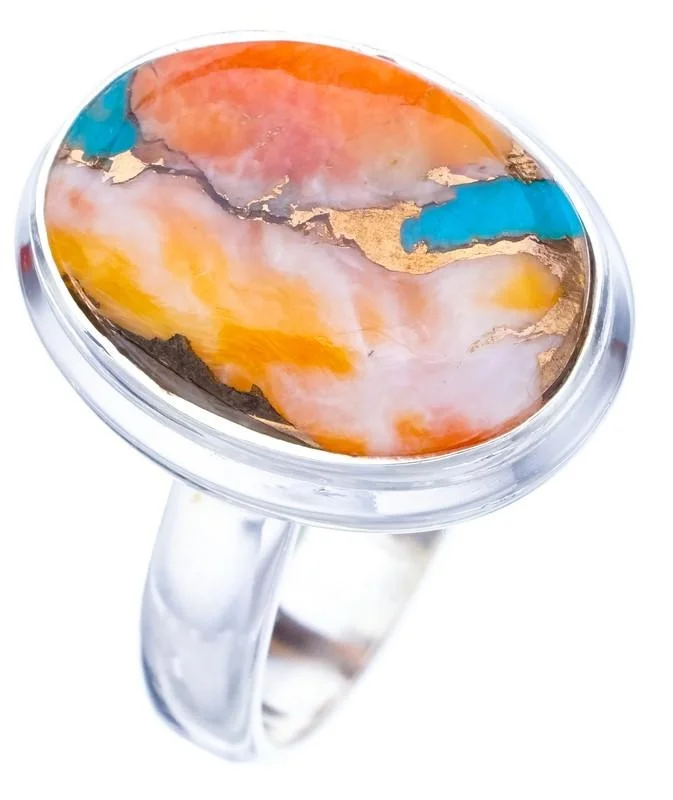 StarGems® Natural Copper Chalcedony Handmade 925 Sterling Silver Ring 8.25 F1685