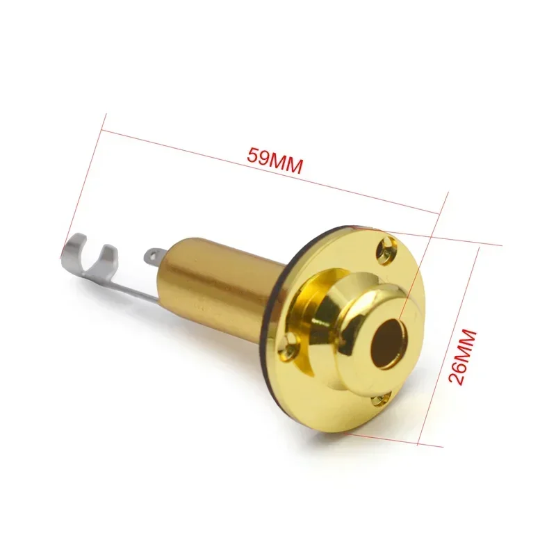 مقبس طرفي للجيتار الصوتي مقاس 6.35 مم مخرج أحادي نحاسي مع قطع غيار زر الحزام #6