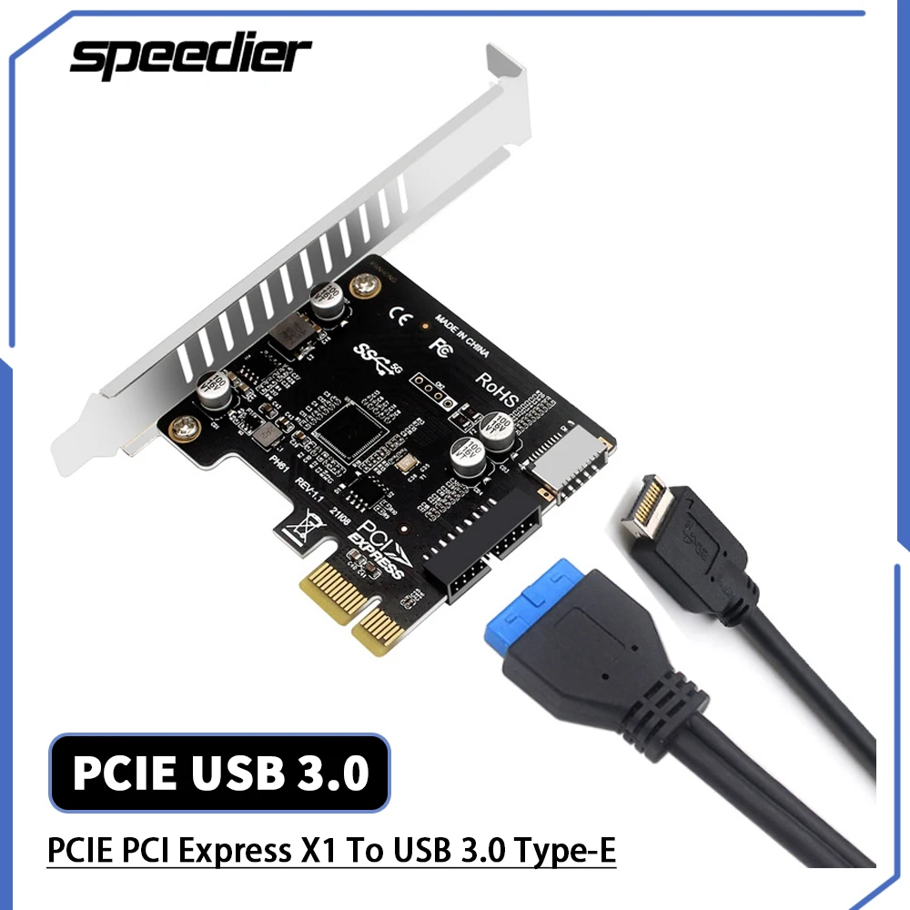 

Плата расширения PCIE PCI Express X1 на USB 3.0 Type-E (Передняя фотография) USB3 19P 20Pin, адаптер контроллера PCI-e USB3.0, плата расширения