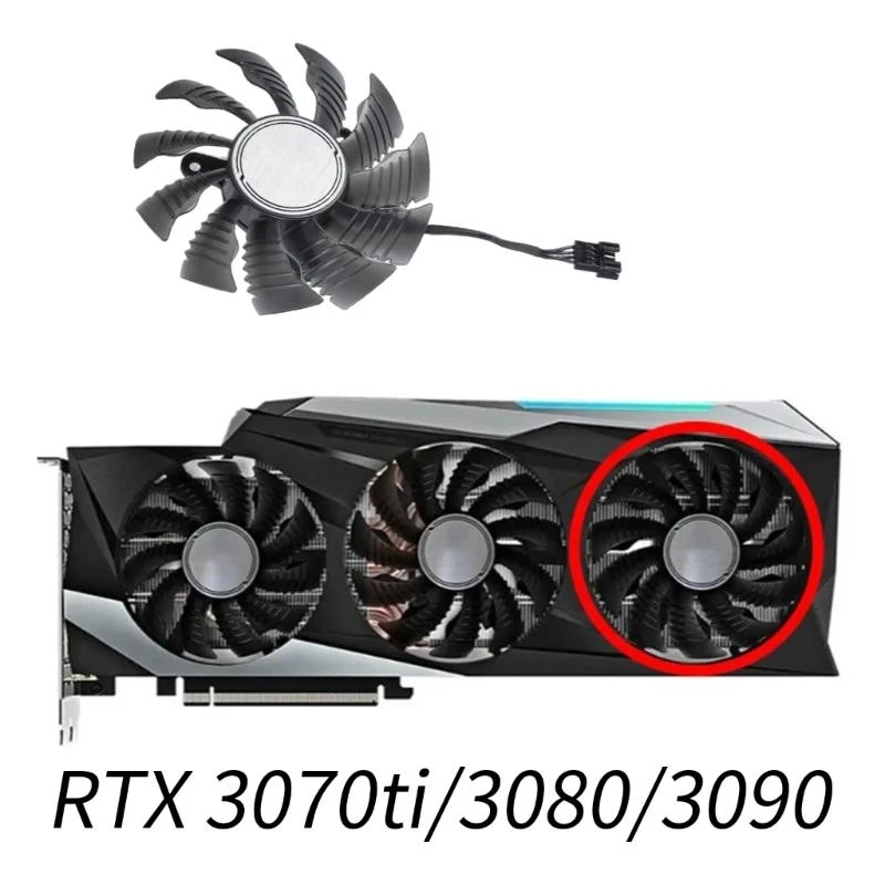

82 -мм T129215SU GPU GPU Охлаждение замена вентилятора для RTX3070TI 3080 3090 видеокарты Радиатор видеокарты D2RC