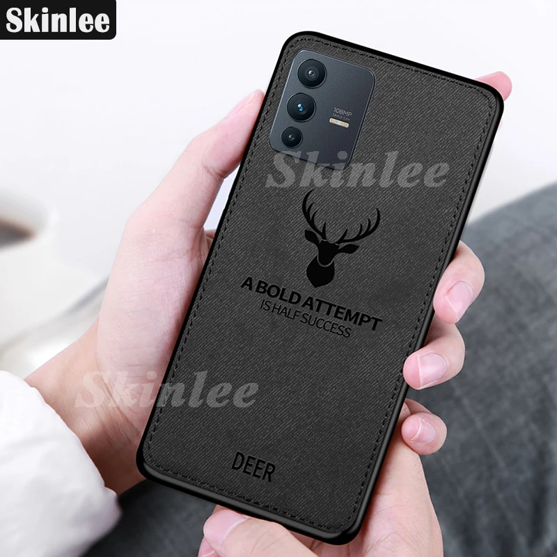 

Skinlee Soft Case For VIVO V23 Pro 5G Case Luxuy Brand Cloth Texture Elk Back Deer Cloth Case For vivo V23E Cover