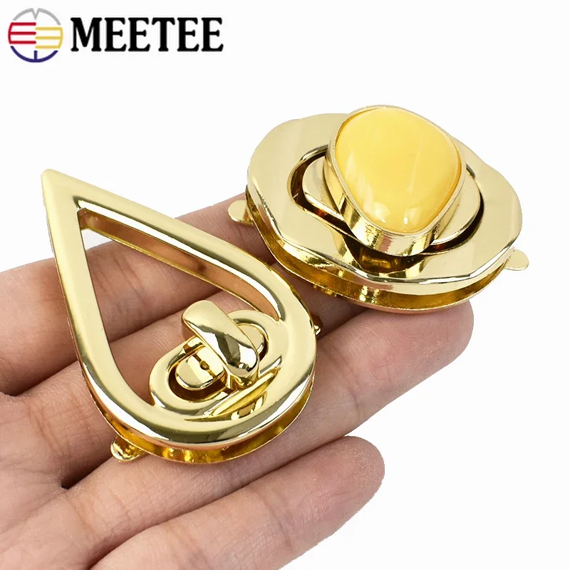 1/2Pcs Meetee Gold Metal Lock Clasp Turn Twist Locks Closure Snap Clip Buckles DIY Bag Purse Hardware Repair Accessories