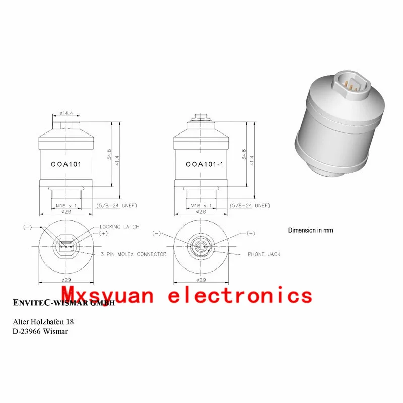 OOA101-1 Aluminum boxed long life oxygen sensor OOA101 00A101-1 ENVITEC Oxygen Sensor Oxiplus A Original authentic 00A101