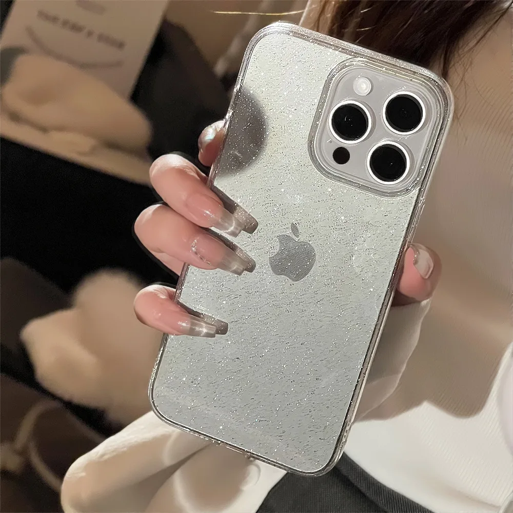 Luxury Sparkling Glitter Clear Case For iPhone 16 15 Pro Max 14 13 12 11 X XR XS 7 8 Plus Shockproof Transparent Soft Back Cover