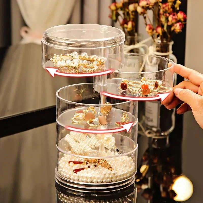 

Fashion Creative Rotating Jewelry Storage Box for Makeup Storage Rack Earring Round Plastic Organizer Holder Display Rack